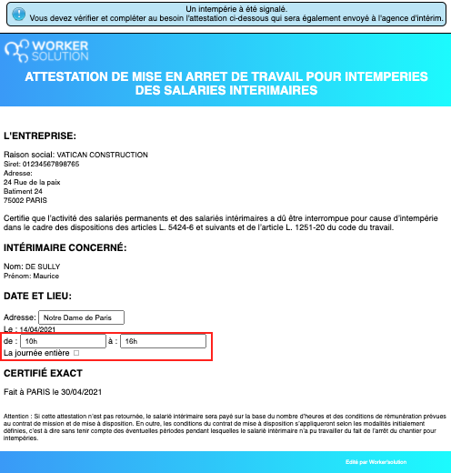 Récapitulatif des relevés d'heures