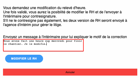Récapitulatif des relevés d'heures