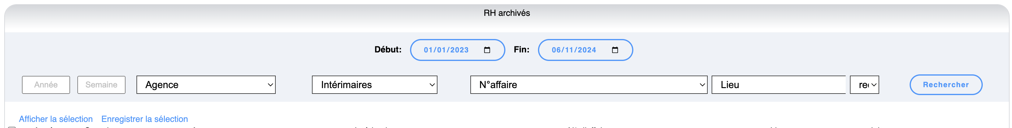 Récapitulatif des relevés d'heures